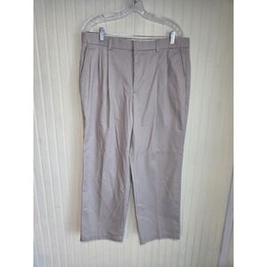 Kirkland Signature Pants Mens 36x29 Beige Pleated Chino Straight Leg Cotton
